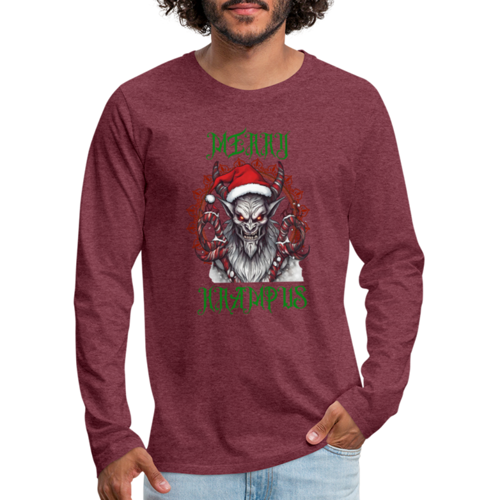 Merry Krampus Long Sleeve T-Shirt (Men's) - heather burgundy