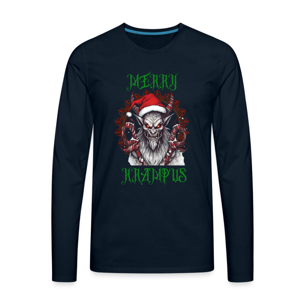 Merry Krampus Long Sleeve T-Shirt (Men's) - deep navy